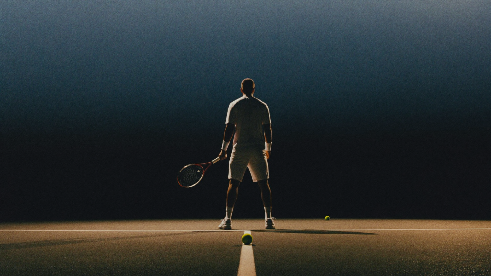 Un maestro di tennis in campo