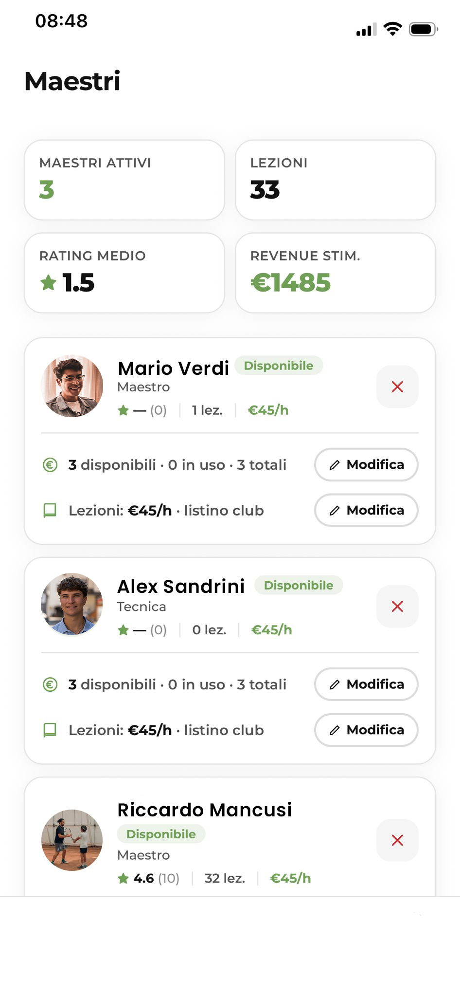 Elenco dei maestri in Xrebound